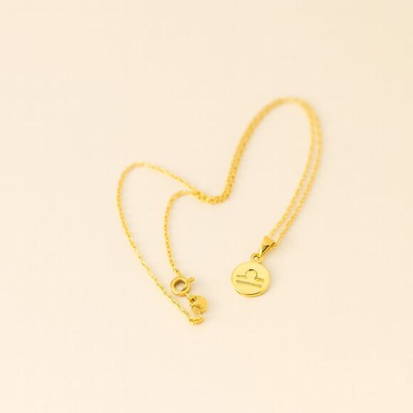 18K Gold Filled Libra Zodiac Pendant Necklace - Picture 2 of 3